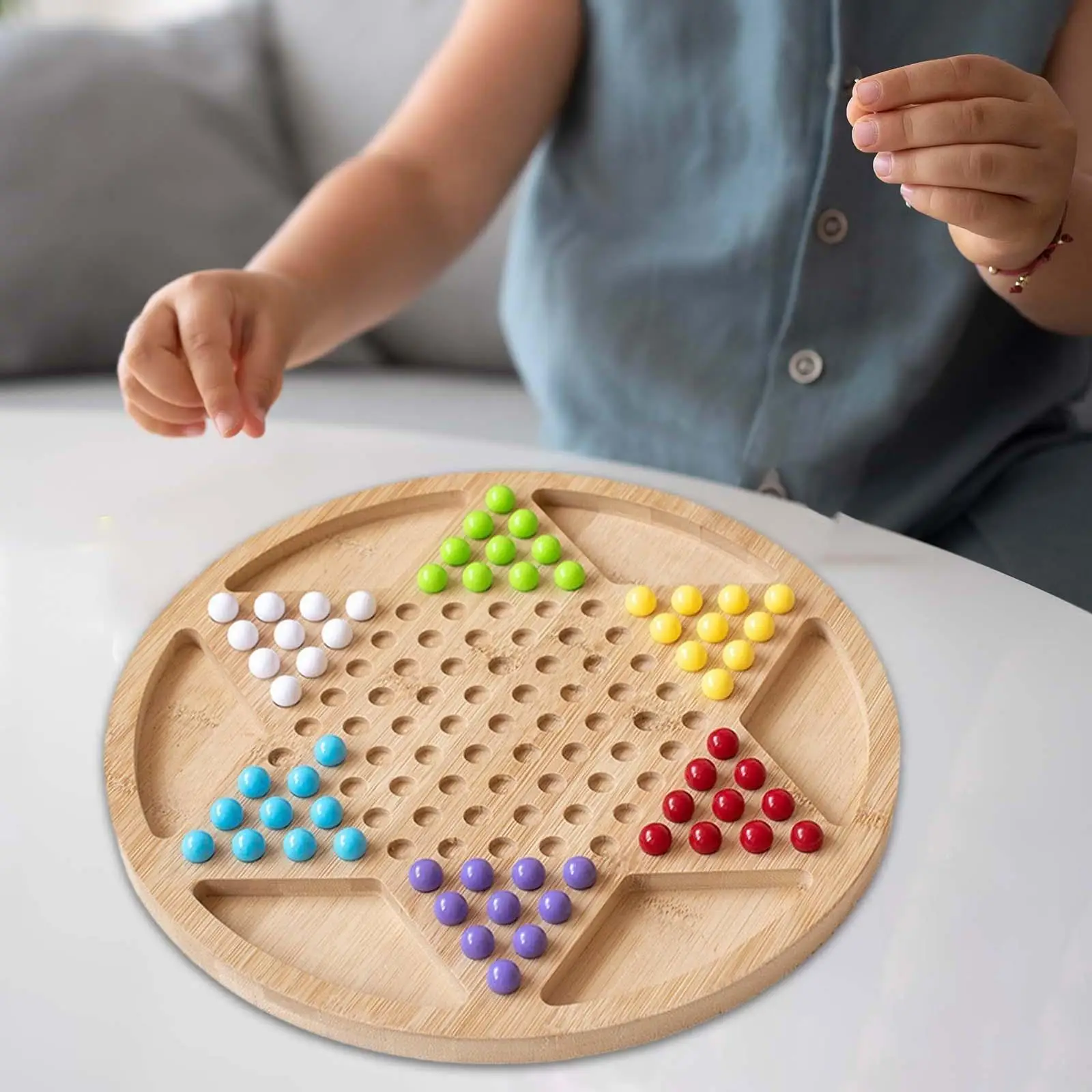 Chinese Checkers Classic Strategy Game Easy Grasping 29cm with 60 Marbles Family Board Game for Seniors Family Gathering Adults