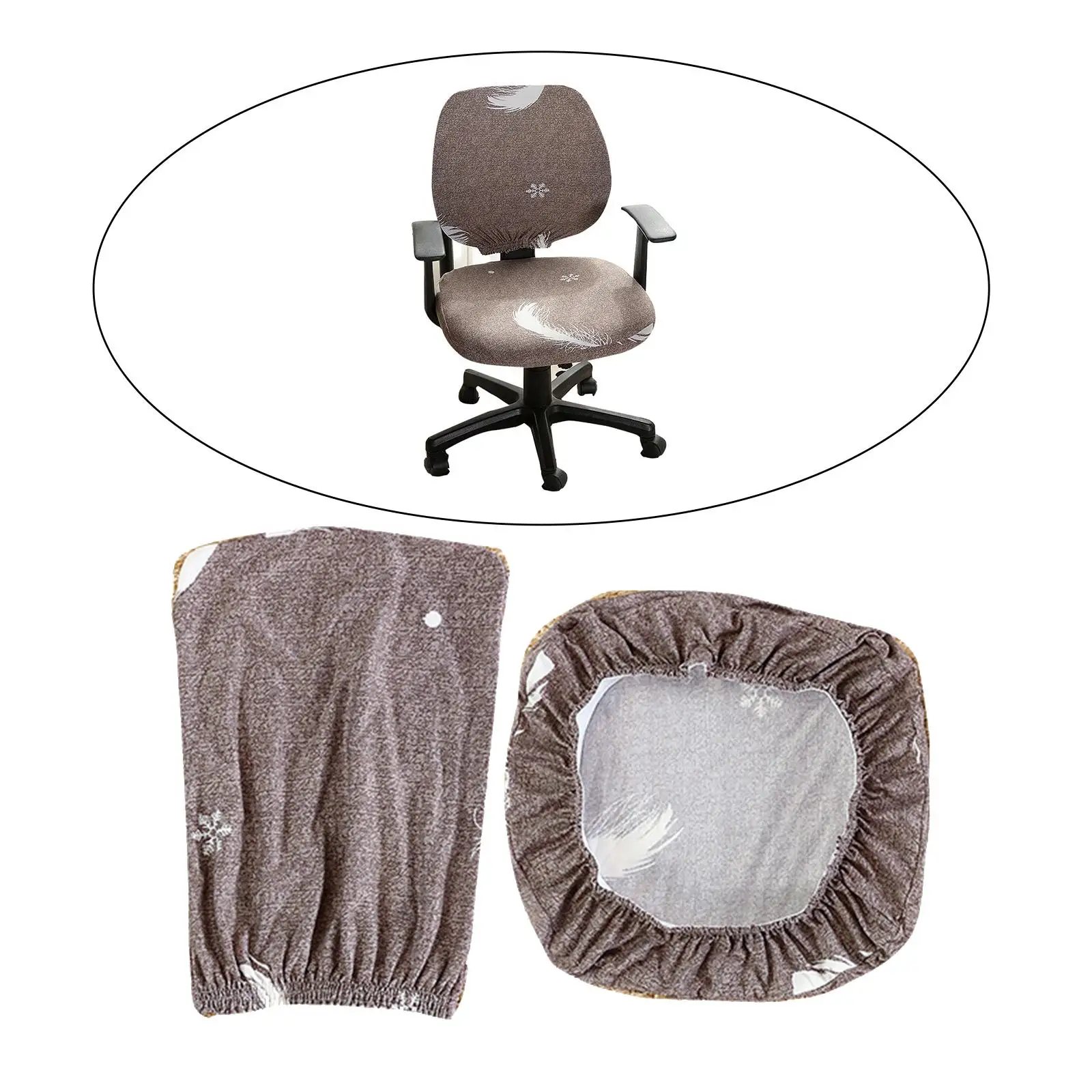 Stretchy Desk Chair Seat Protector Polyester Machine Washable Soft Dustproof Rotating Chair Slipcover for Computer Chair