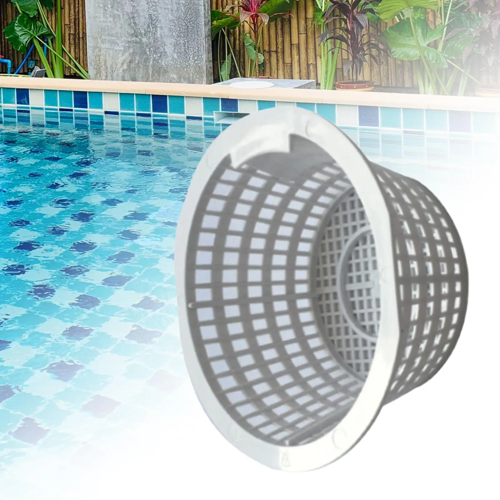Pool Strainer Basket Reusable 5.9``width 2.76`` Deep Effective Fittings Skimmer Basket for Cleaning Leaves Swimming Pool Debris