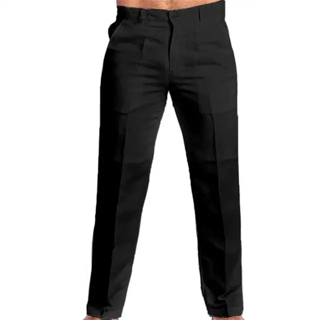 Hanas 2023 Mens Pants Fashion Mens Solid Drawstring Pocket Sports Trousers  Casual Beam Feet Pants Black XXXL
