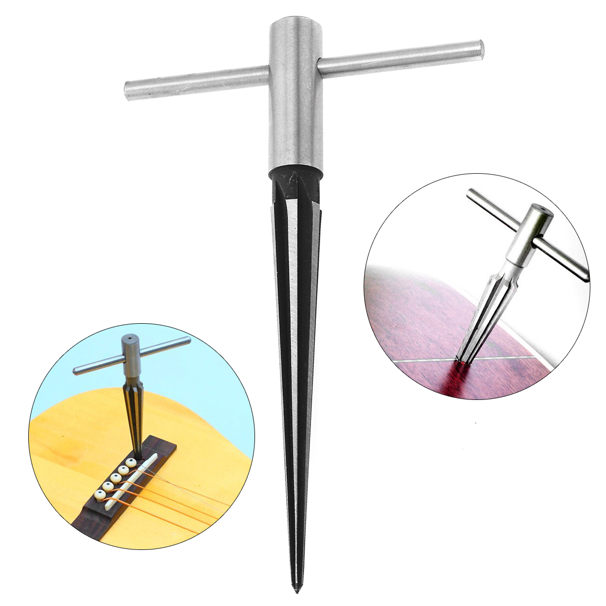 3-13mm Gitarre Brücke Pin Loch Reibahle Konische 5-grad 6 Flöte Akustische Gitarre Holzarbeiter DIY Pickup Tuning Peg Loch Luthier Werkzeug – Detail 1