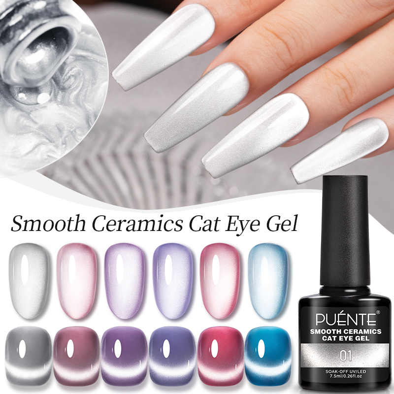 Best of PUENTE Smooth Ceramics Cat Magnetic Gel Nail Polish Silver Moonlight Cat Eye Effect Sparkling Glitter Semi-Permanent Varnish Reviews & Tips