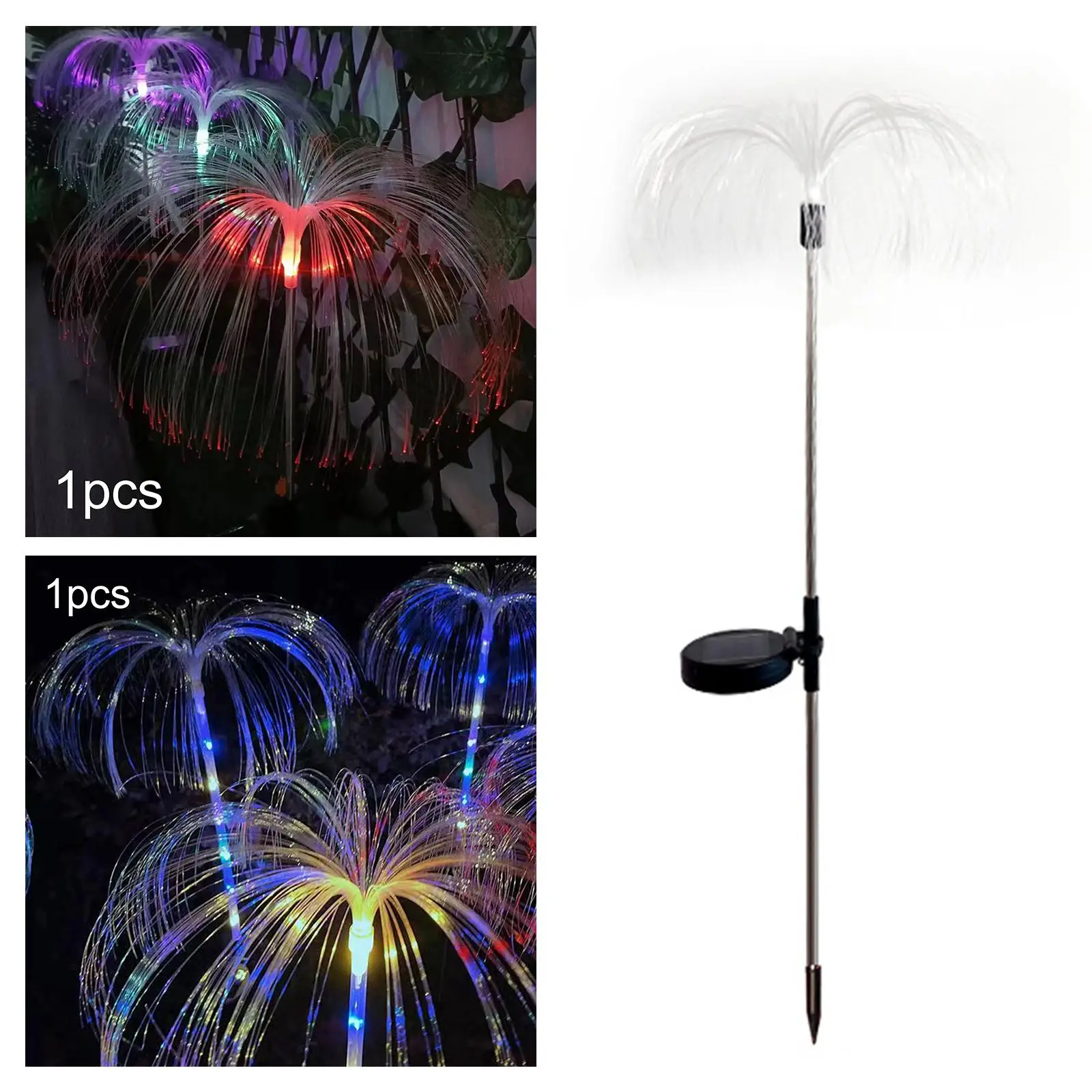 Decorative Solar Powered Jellyfish Stake Lights Landscape Color Changing Night Light Outdoor for Porch Lawn Fence Yard Ornaments