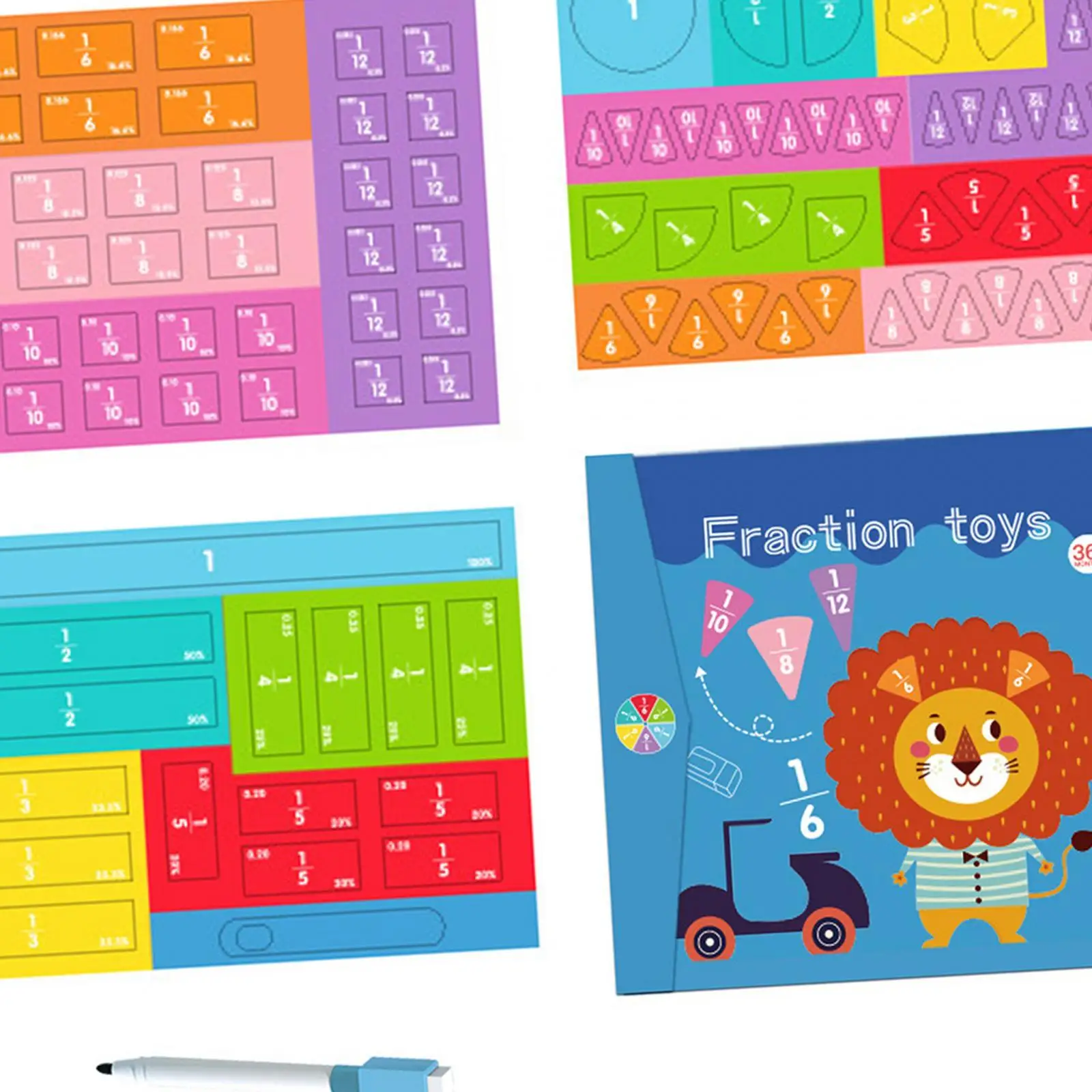 Magnetic Fraction Tiles Math Manipulatives for Interaction Color Recognition