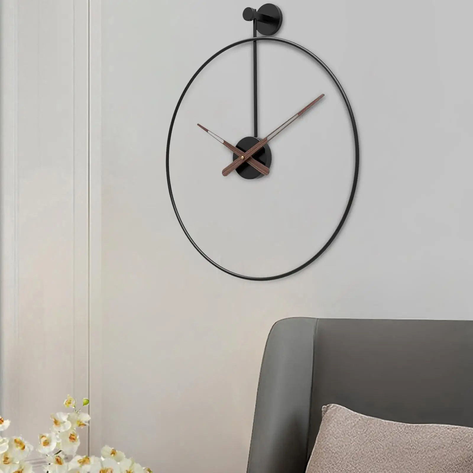 Nordic Wall Clock Iron Silent Non Ticking Simple Decorative Single for Living
