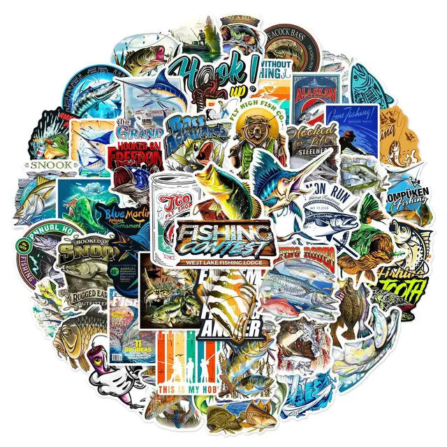 50Pcs Travel Fisherman Go Fishing Outdoor Sticker DIY Toy Skateboard Guitar  Motor Luggage Suitcase Graffiti Stickers - AliExpress