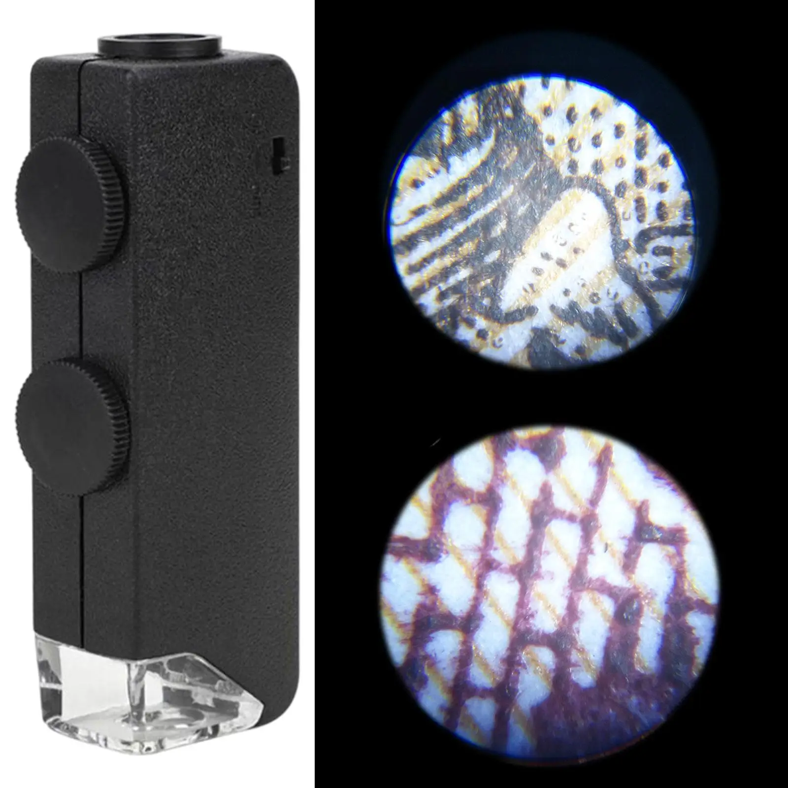 Portable Pocket Microscope with LED Light Adjustable Focus Microscope Magnifying Glass for Jewelry Appraisal Reading Inspection