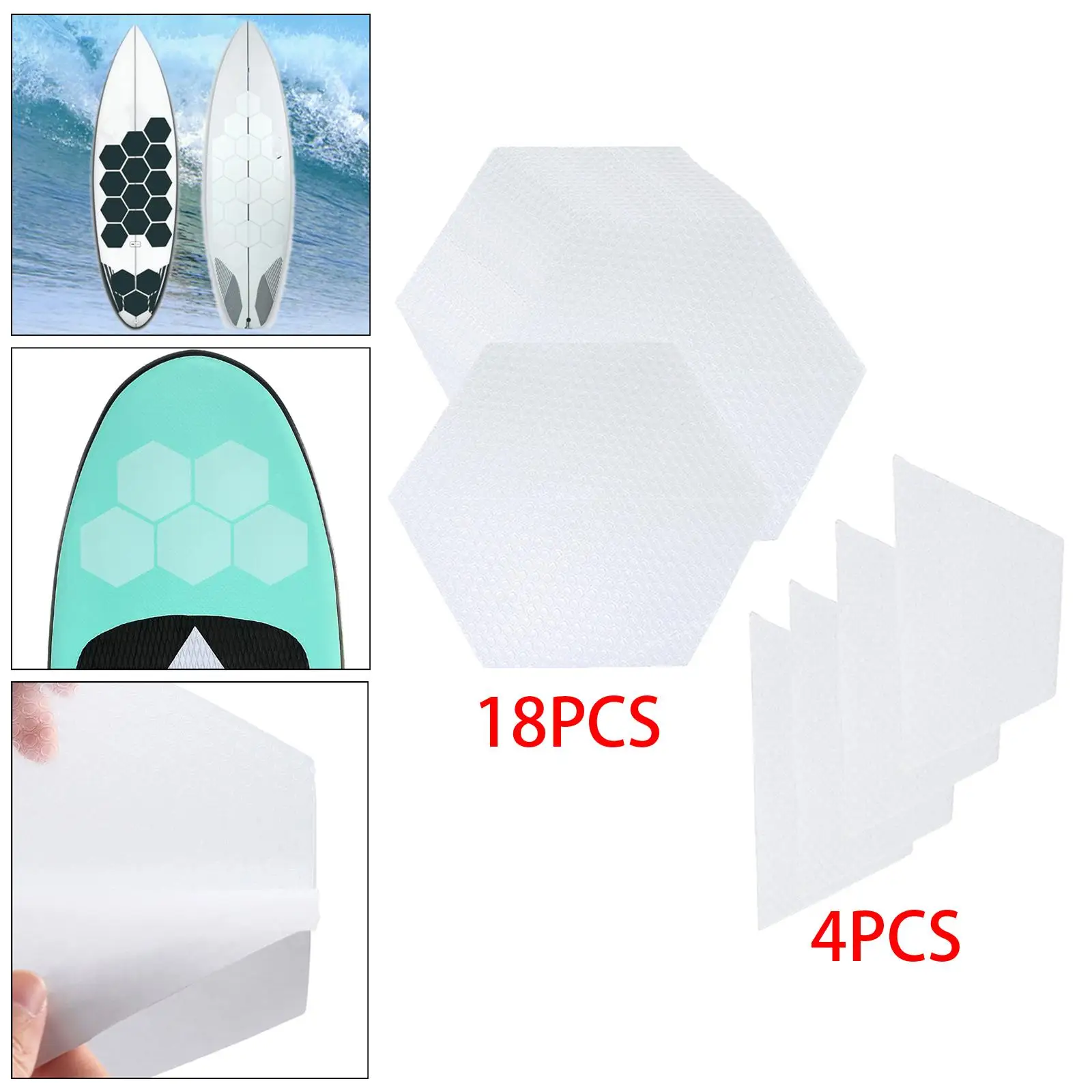 Surfboard Traction Pads Foot Strap Surfpad Non Slip Mat Honeycomb Hole Adhesive Surf Deck Pads Surfing Accessory White