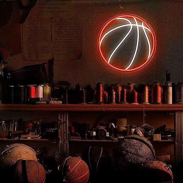 Bright Red hotsell and Yellow Basketball Goal Sports LED Light Sign Wall Decoration