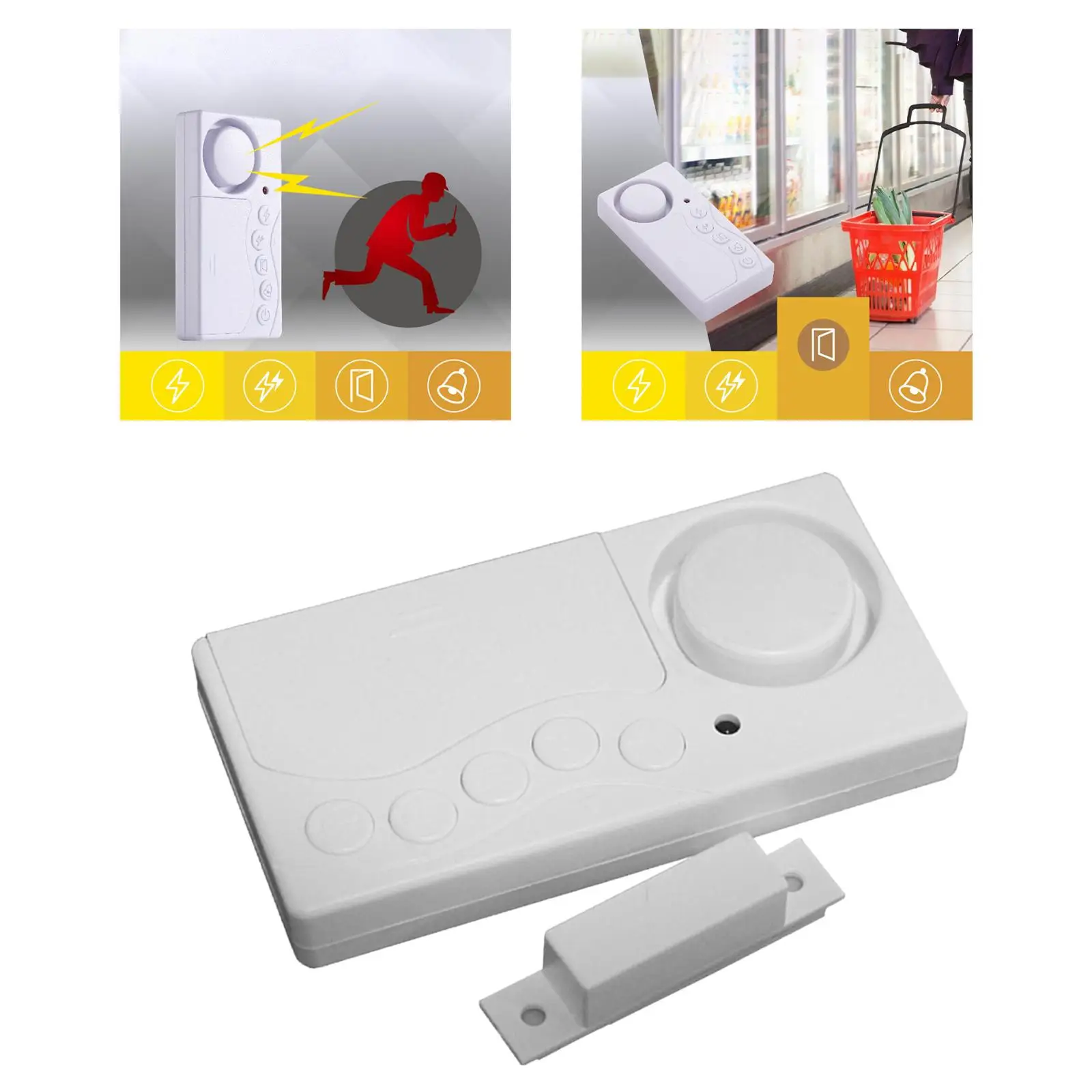 108dB Door Sensor Alarm Security Alarm Burglar 4 Working Modes Magnetic for Store House Office Cabinet Children