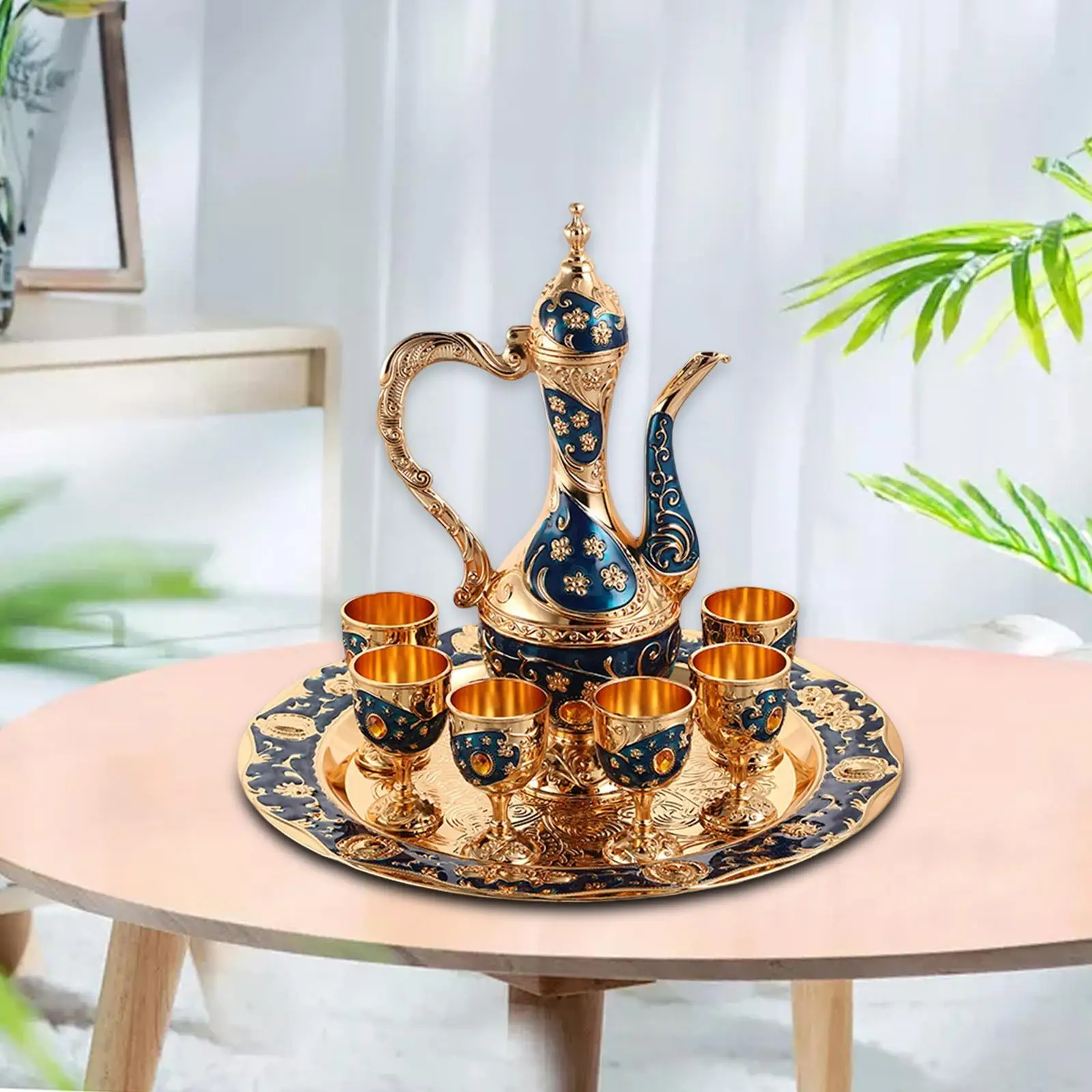 Luxury Tea Pot Set with Cups Water Serving Set for Living Room Party Decor