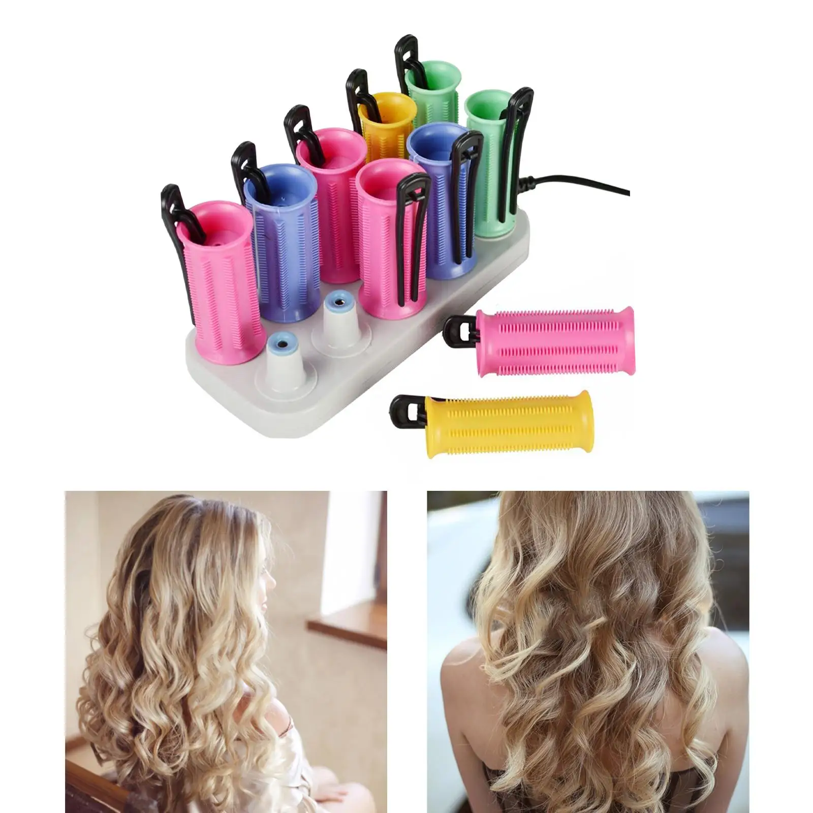 Electric Heated Hair Rollers Hair Styling Tool with 10x Hairpins Hair Tube Curler Set Heat Roller Hair Perm Roller Curling Roll