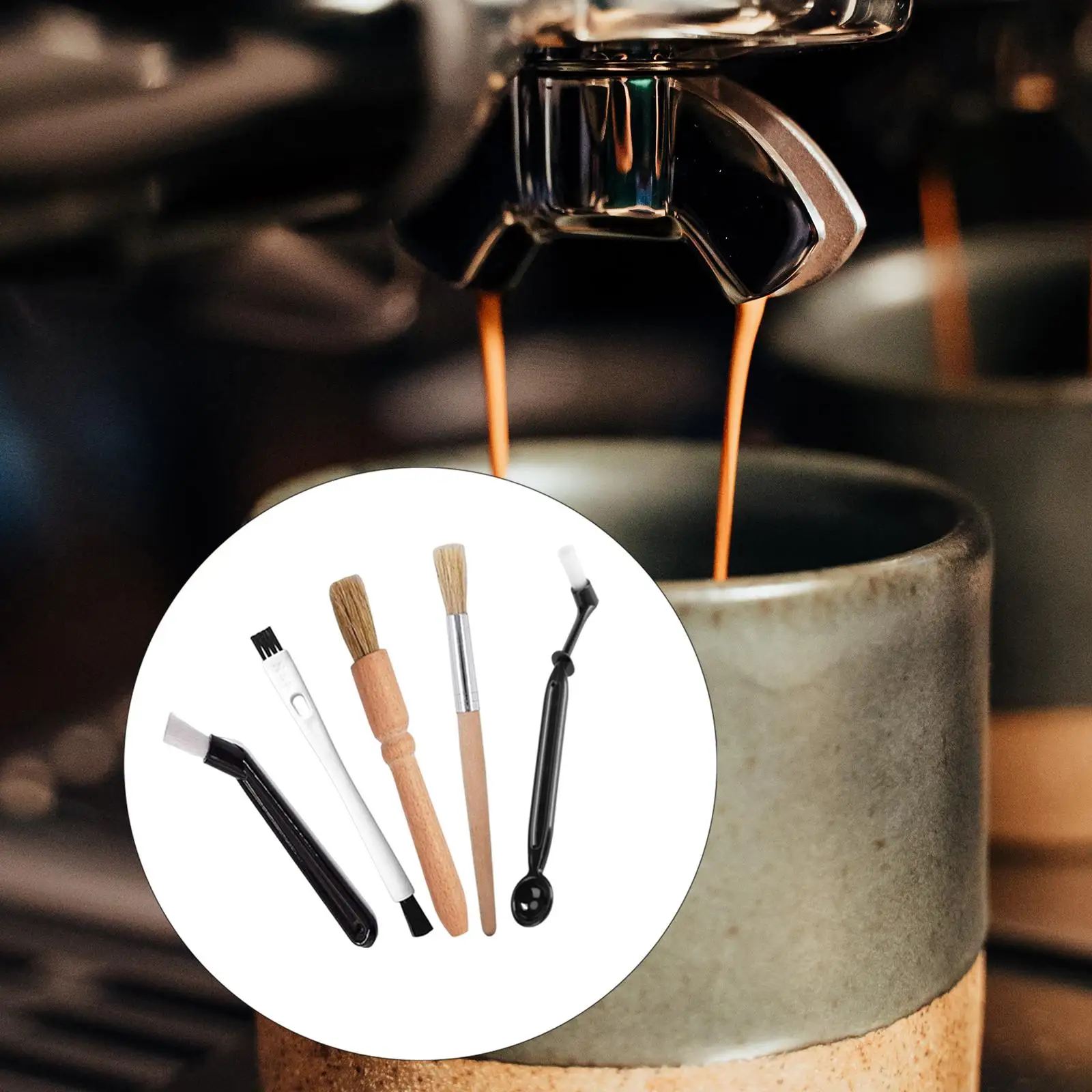Professional Coffee Brush Coffee Cleaning Brush Wooden Brush Coffee Machine Cleaning Brush for Home Household Cafe