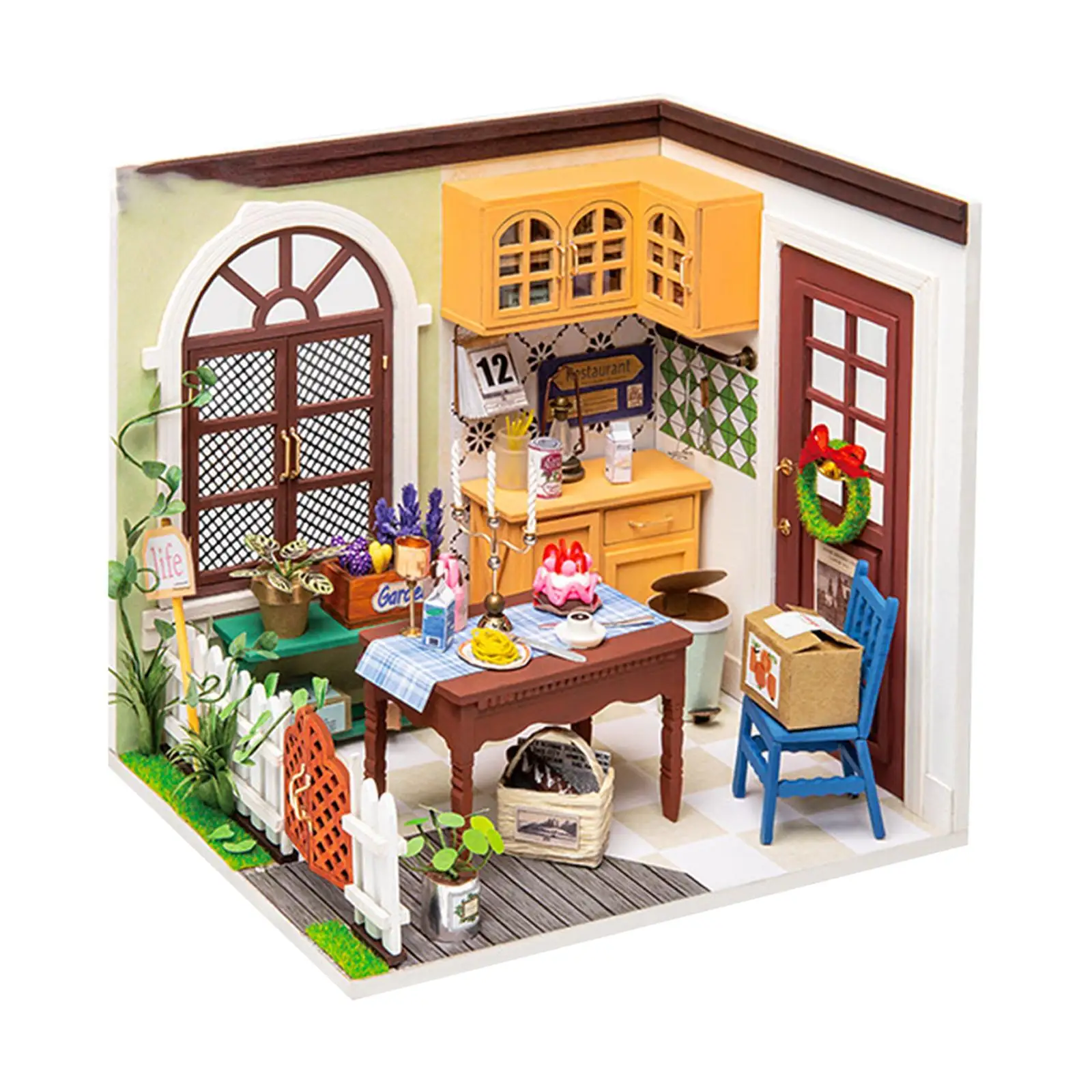 DIY Handcraft Creative Miniature Doll House with Furniture Plants Kit LED  Building Kit for 