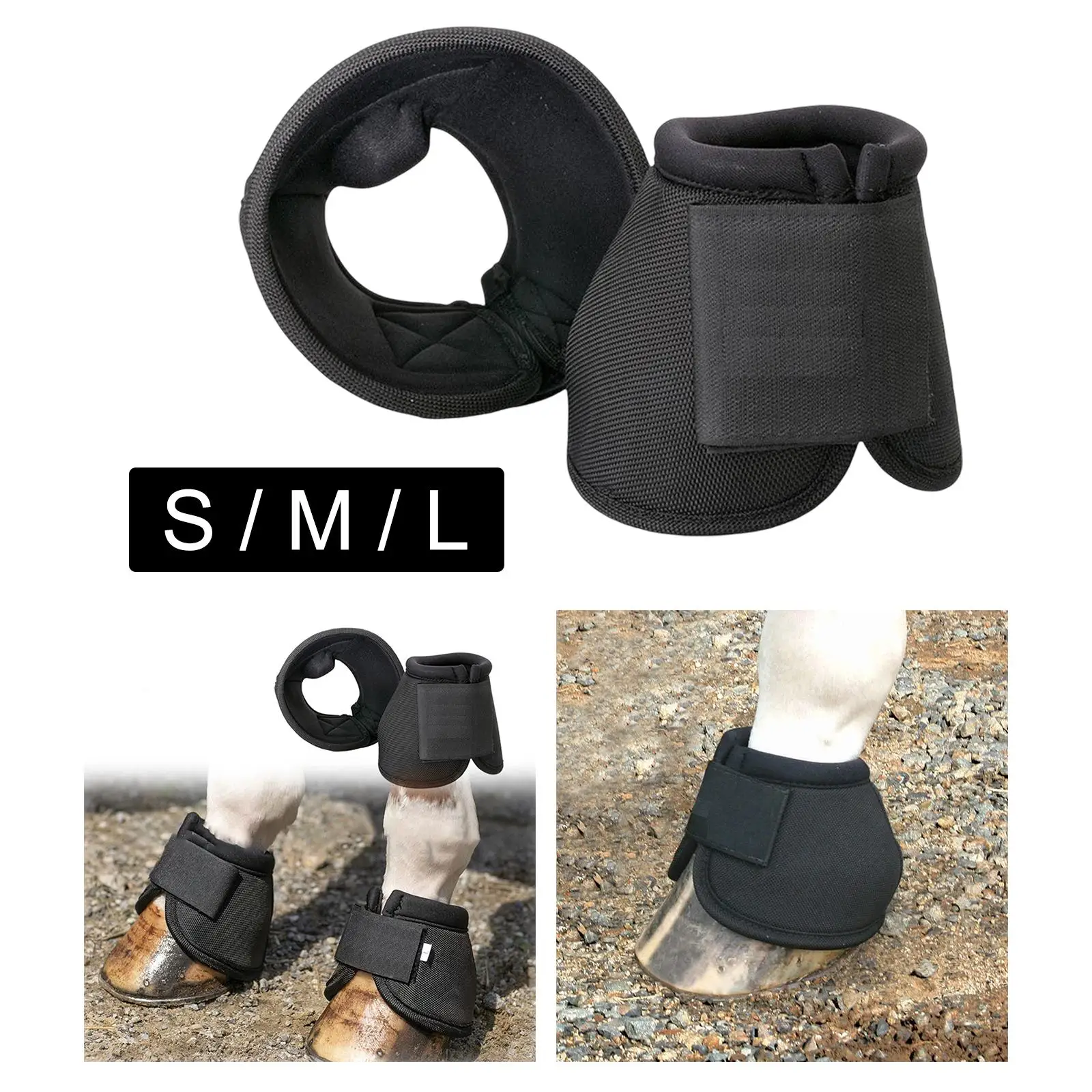 Durable Rubber Horse Bell Boot Quick Drying Shock Absorbing Maximum Protection and Comfort Heavy Duty Strengthen for Pair