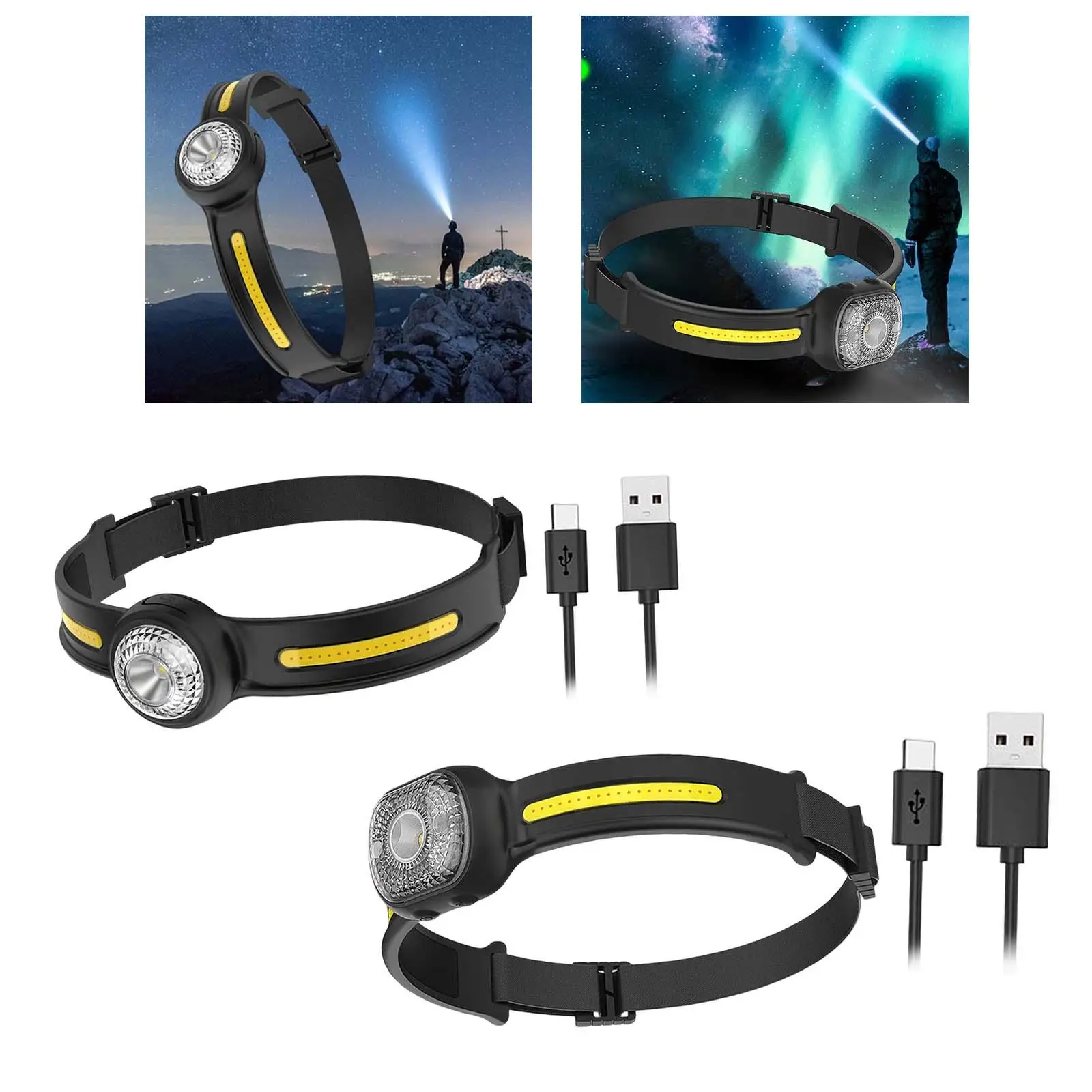 Rechargeable Mini headlamps Lightweight Flashlight Folding 270 Degree Waterproof LED Head lamp for Running Cycling Hiking