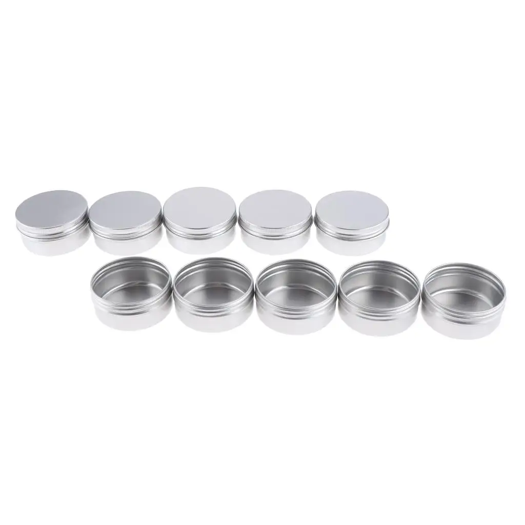 10pcs 50 ml Silver Aluminum Tin Storage Jar with Lid for Lip Balm, Cosmetic, Candles 