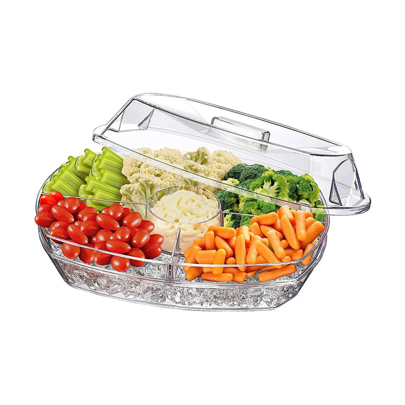 Ice Chilled Condiment Server Caddy 4 Sections Dispenser for Restaurant