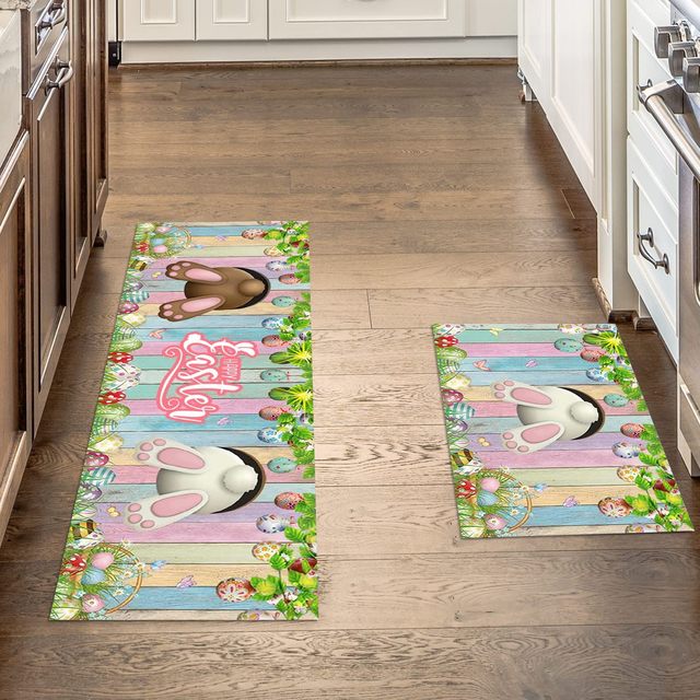 2 PCS Kitchen Rugs, Cushioned Anti Fatigue Kitchen Non-Slip Desk