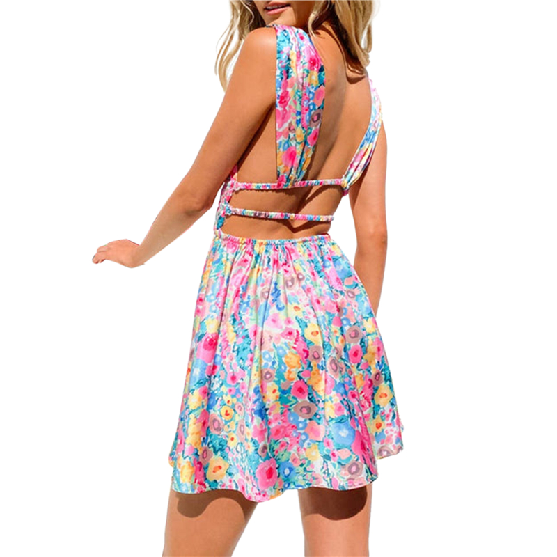 Floral Dress Summer Women Deep V Neck Low Cut Sleeveless A Line Mini Dress y2k Sundress Casual Beach Party Clubwear 15 Floral Dress Summer Women Deep V Neck Low Cut Sleeveless A Line Mini Dress y2k Sundress Casual Beach Party Clubwear