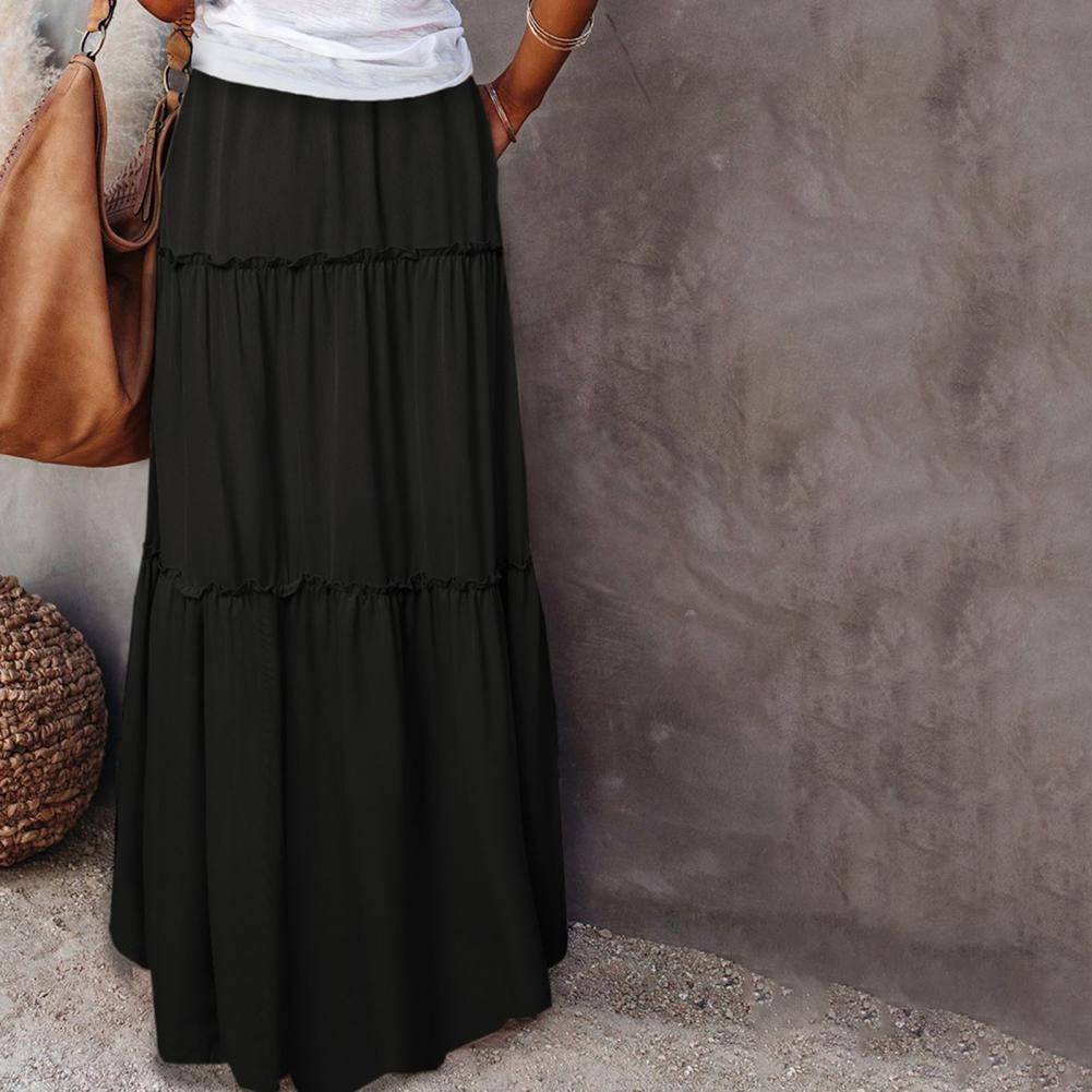 Saias plissadas vintage plissadas, Maxi-shirt, A-Line Boho,