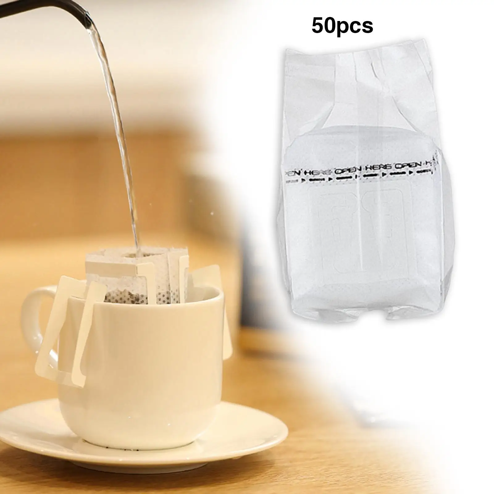 50Pcs Hanging Ear coffee bag, Single Serve Filter Bag with Hanging , for Daily Use Kitchen camping