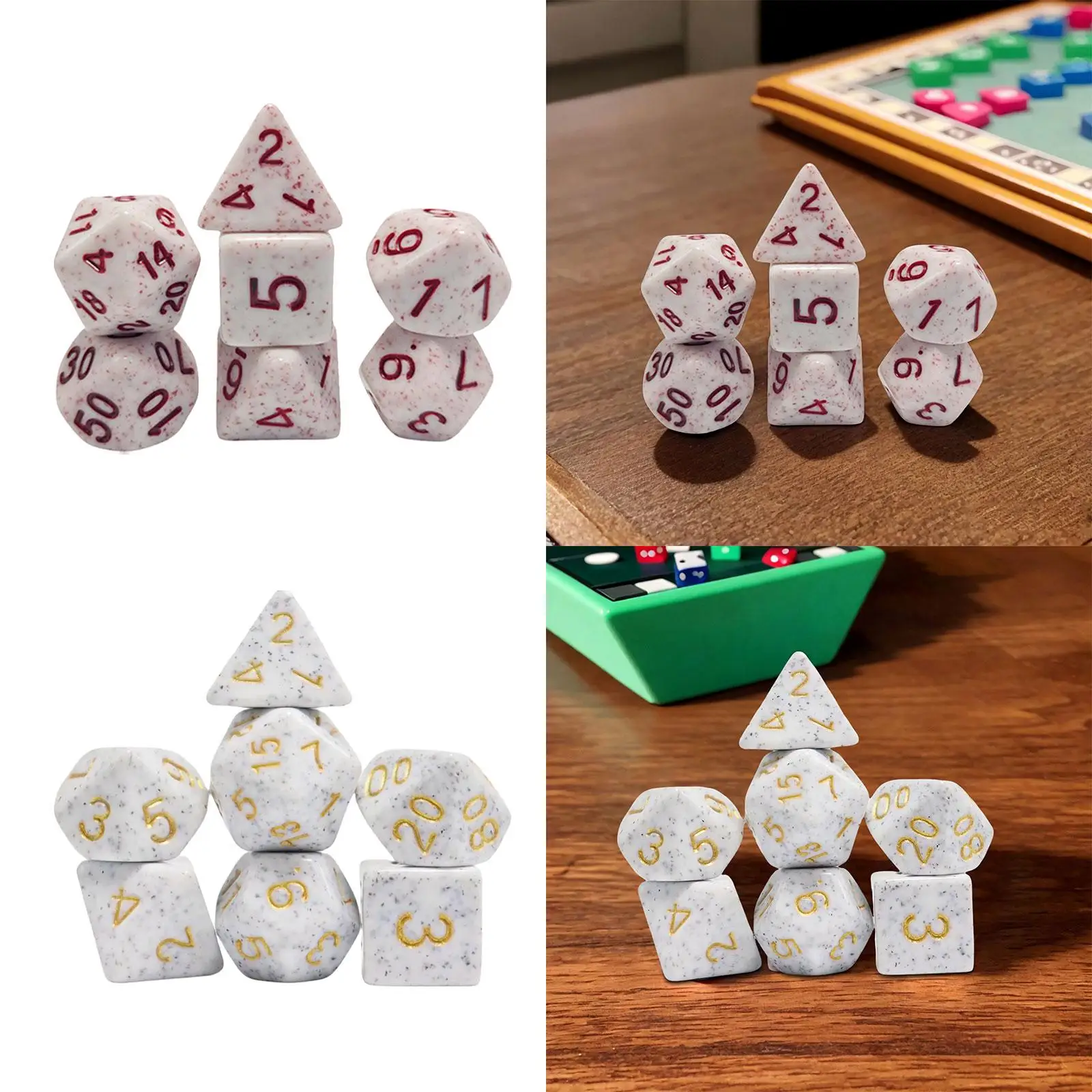 7Pcs Multi Sided Game Dices Acrylic Math Teaching Toys Party Favors Dice Set for Bar Party KTV Board Game Role Playing Game