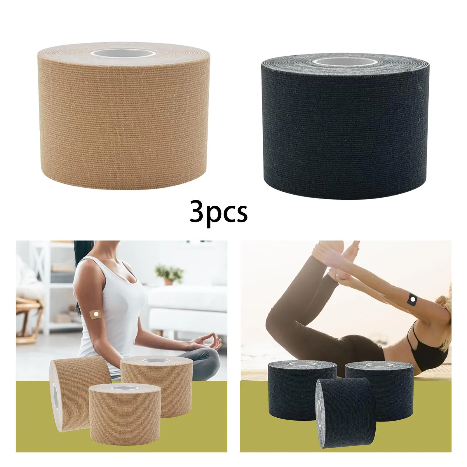 3Pcs 5M Tape for Sports, Muscle Tape, Elastic Breathable Lifting Tape,
