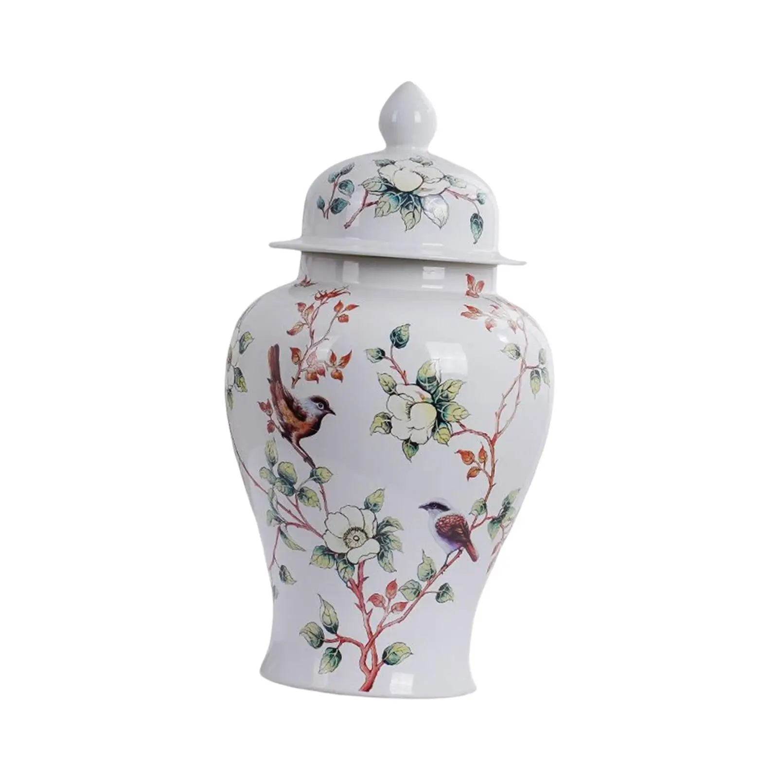 Porcelain Temple Jar Vase Decorative with Lid Tall Ornaments Ceramic Ginger Jar for Home Living Room Entryway Fireplace