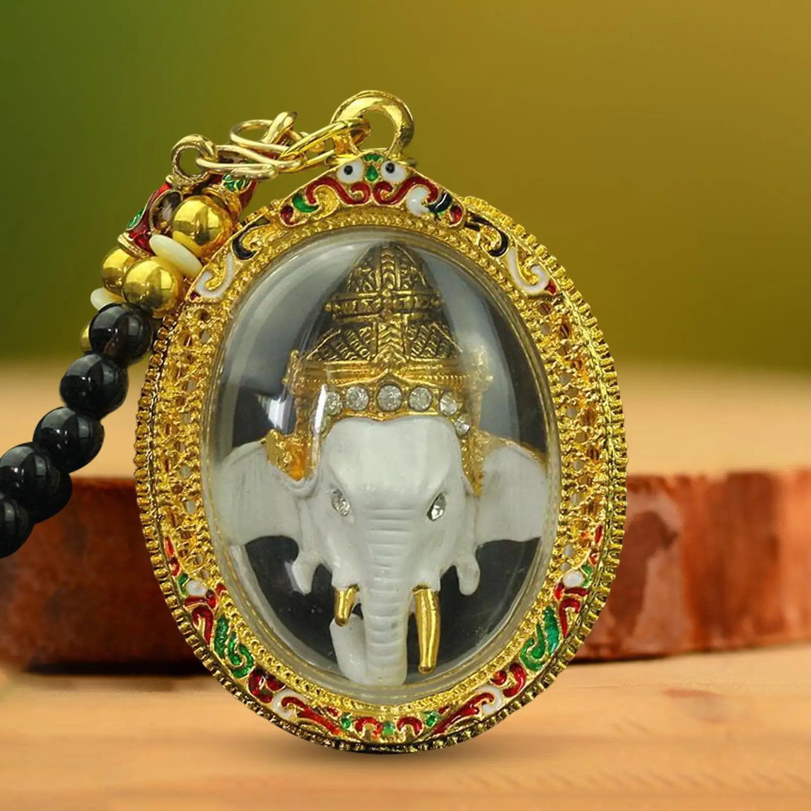 Thai Amulet Pendant  Statue Gold Plating Elephant God Thailand Southeast Asia  Necklace for Protection Good Luck