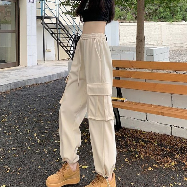 Pants Female Streetwear Korean  Korean Black Cargo Pants Women - Cargo  Pants Women - Aliexpress