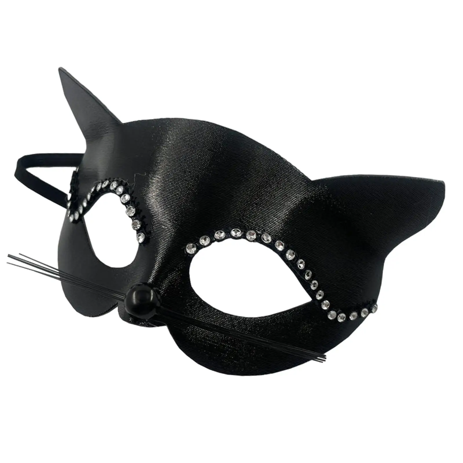 Black Cat Mask with Whiskers Masquerade Mask for Halloween Costume Show