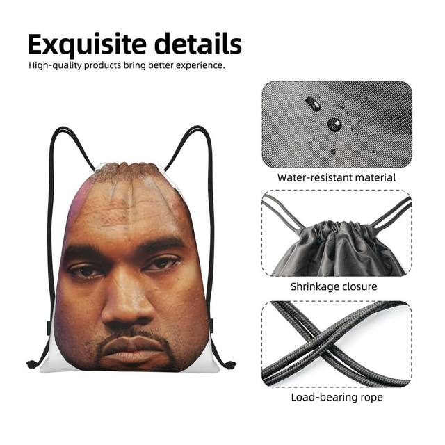 Custom Funny Kanye West Meme Drawstring Backpack Bags Lightweight Rapper  Music Producer Gym Sports Sackpack Sacks for Traveling