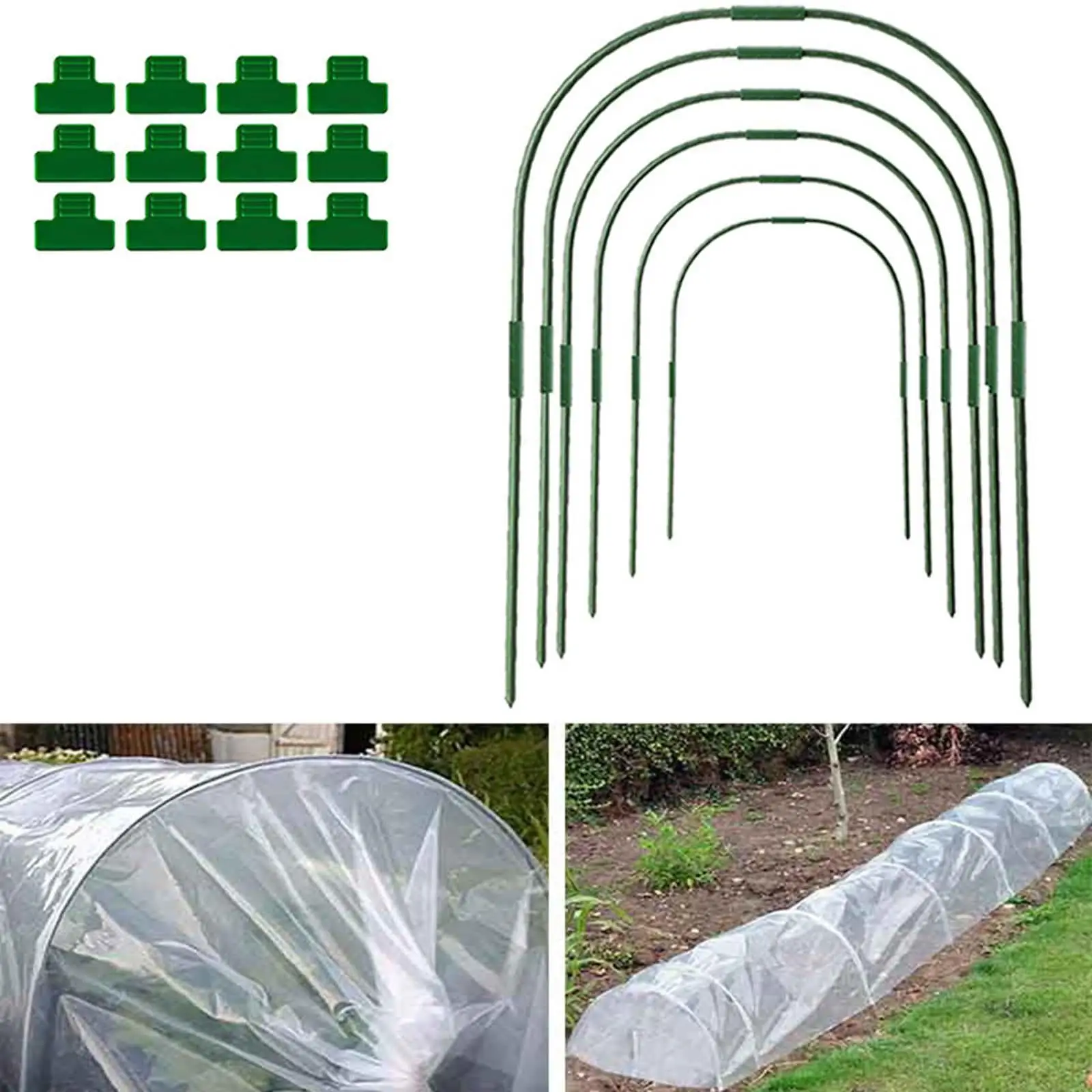 Planter Support Stakes Greenhouse Clamp Netting Tunnel Hoop Clip Frame Planter Support Grow Tunnel Greenhouse Hoop Kits Frame