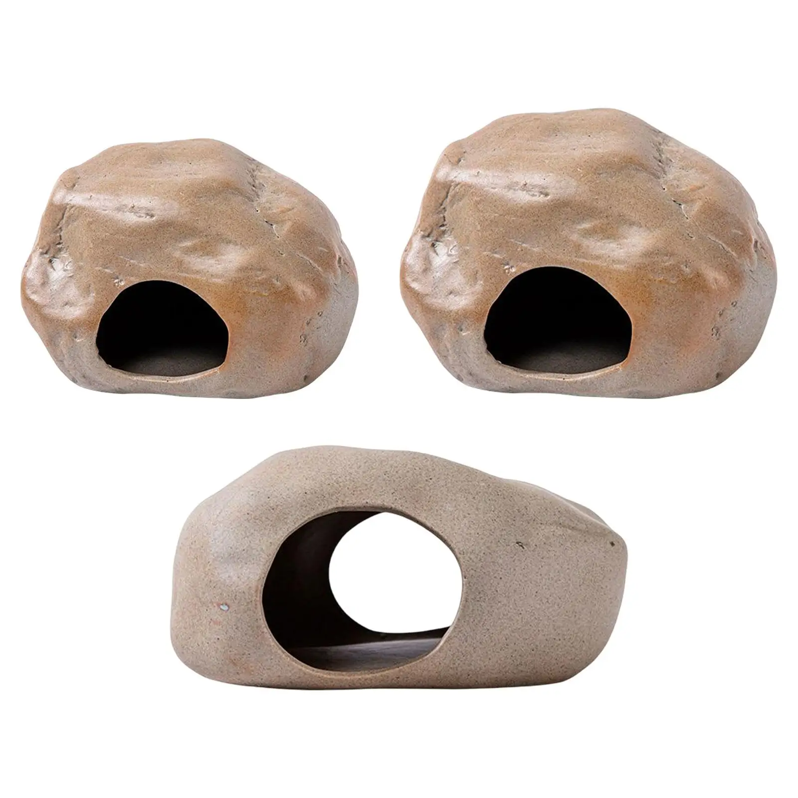 Ceramic Hamster Cave Small Animal Hideout House Indoor Outdoor Landscape Cage Bed Pets Habitat House Hut for Rats Chipmunk