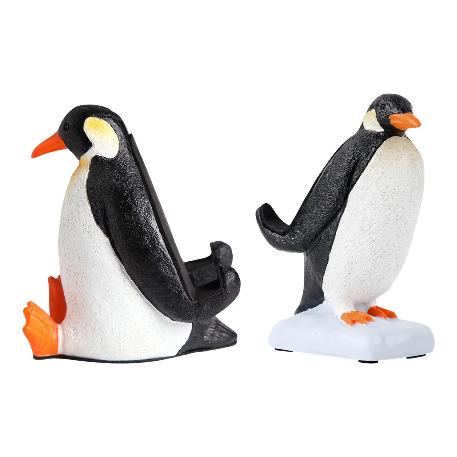 Creative Animal Penguin Statue Desktop Phone Holder Stand Support Cradle Crafts Ornaments Decoration for Office Tabletop Home