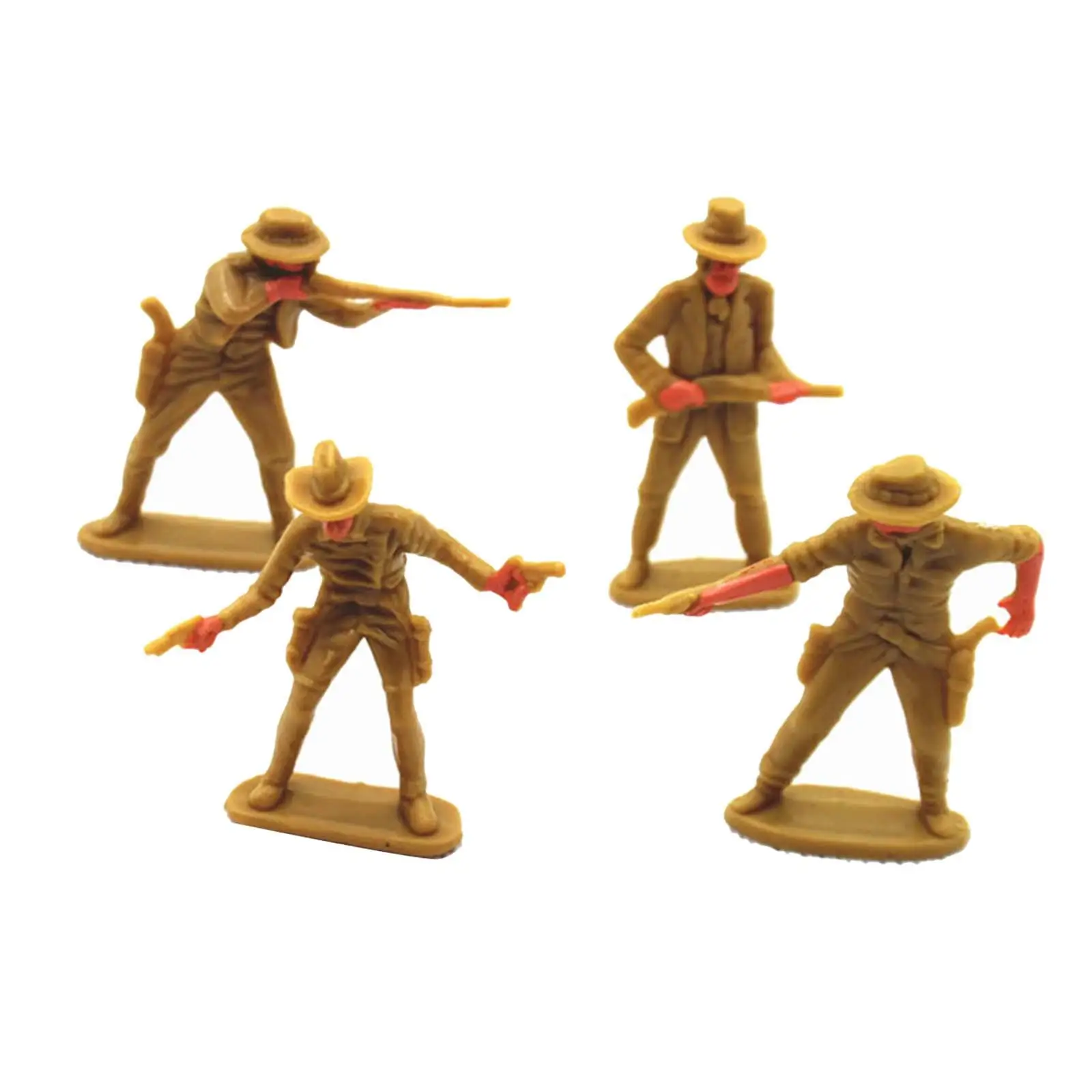 4x Simulation Cowboy Figure Model Desktop Ornament Sand Table Layout Decoration Collections Realistic Figurines Diorama Scenery