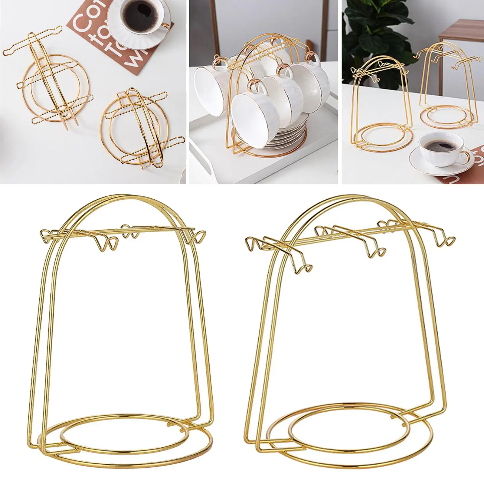  Saucer Display Rack Durable with Hook Stainless Steel Cup Rack Cup Holder for  Organizer Decoration Stand