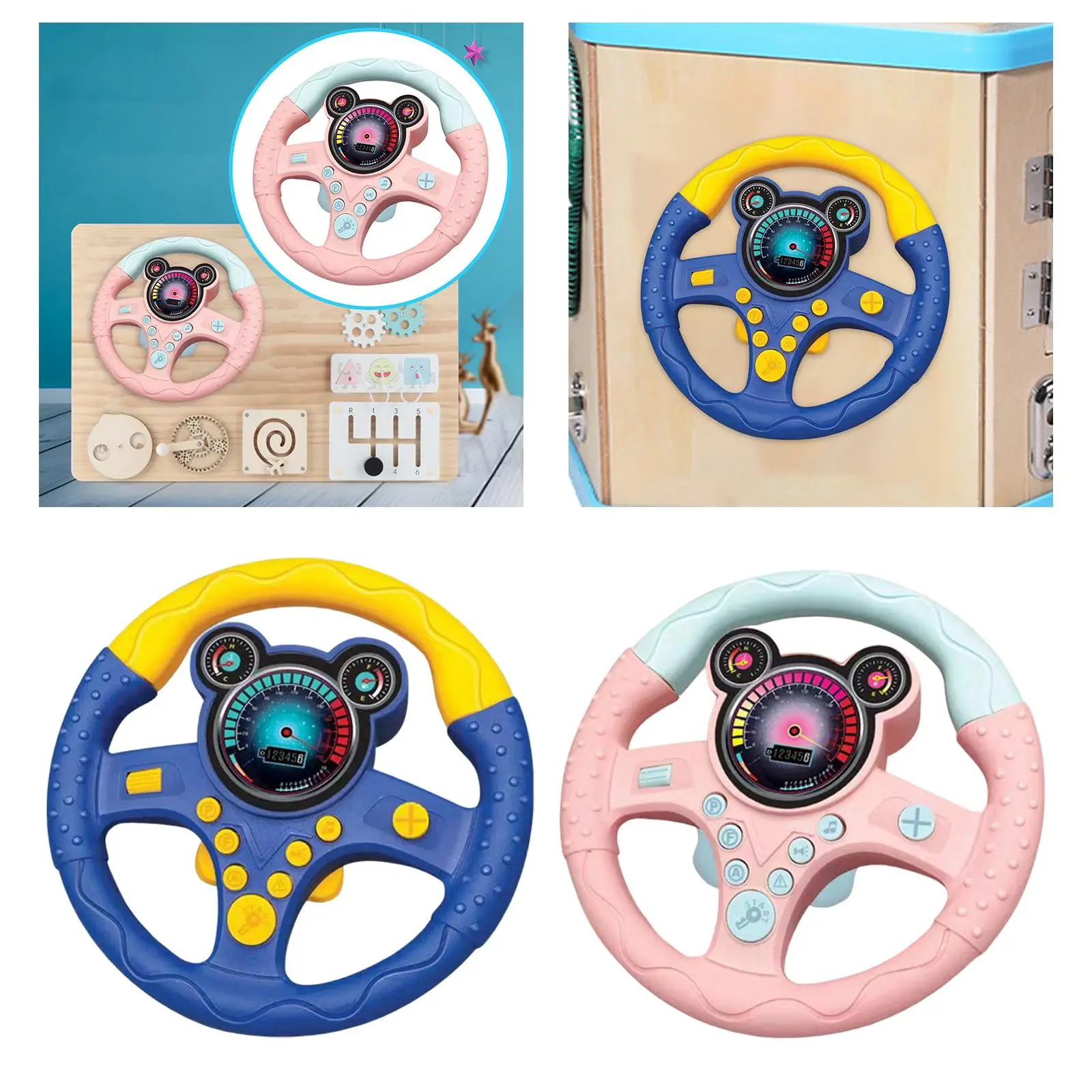 Simulated Steering Wheel Pretend Play Driving Toy Busy Board DIY Accessory for Treehouse Busy Board Backyard Birthday Gifts