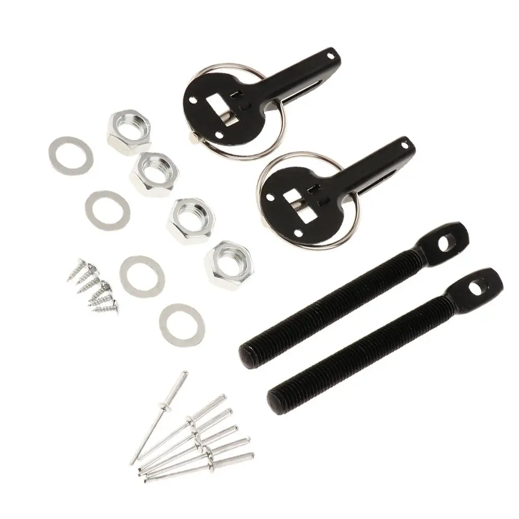 Hood Car Locking Latch, Mount Black Bonnet Sport Set Locking for 