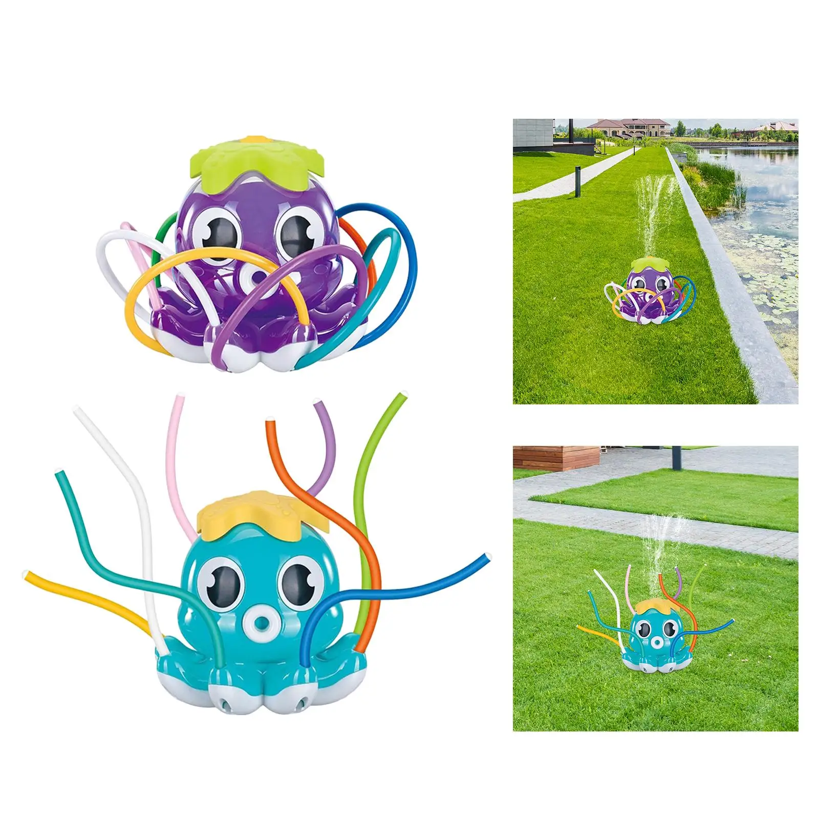 Octopus Sprinkler Toy with 8 Wiggle Tubes Outside Activities Summer Water Sprayer Toy for Pool Boys Girls Beach Parties