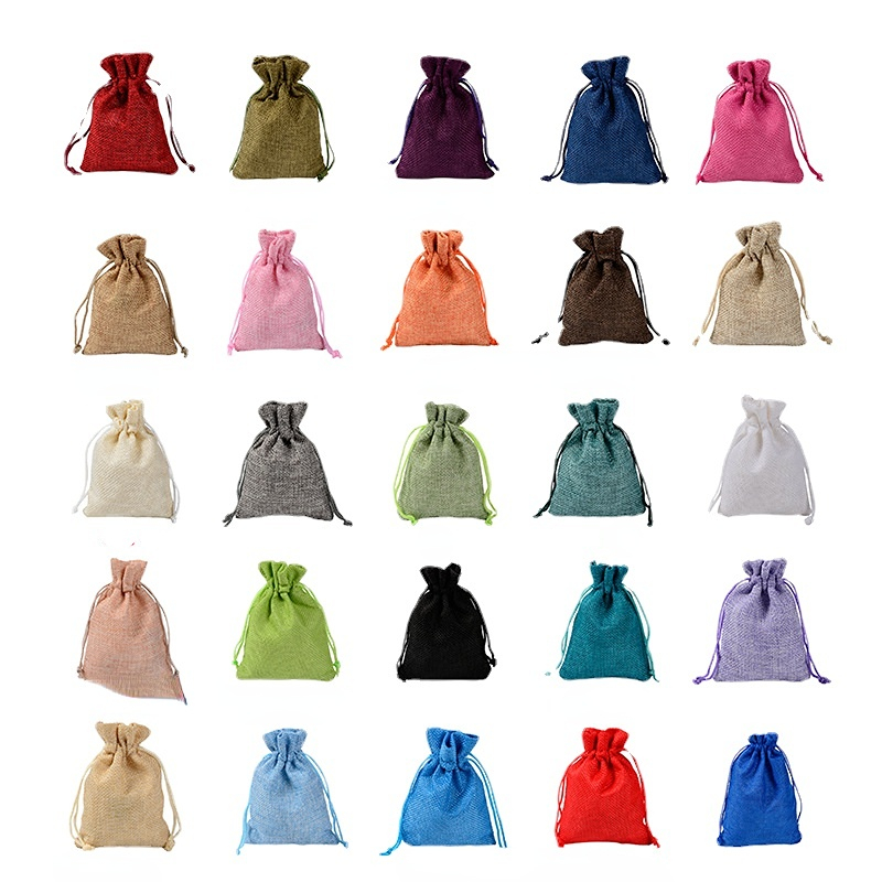 5 Stück Multisize Jute Sackleinen Leinen Kordelzug Tasche Weihnachten Halloween Geschenktüten Hochzeit Geburtstag Party Süßigkeiten Schokolade Verpackungsbeutel – Detail 1