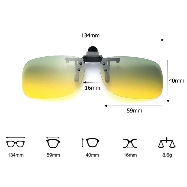 Polarized Clip On Flip Up Glasses Night Driving Fishing Sunglasses Reduce  Glare 