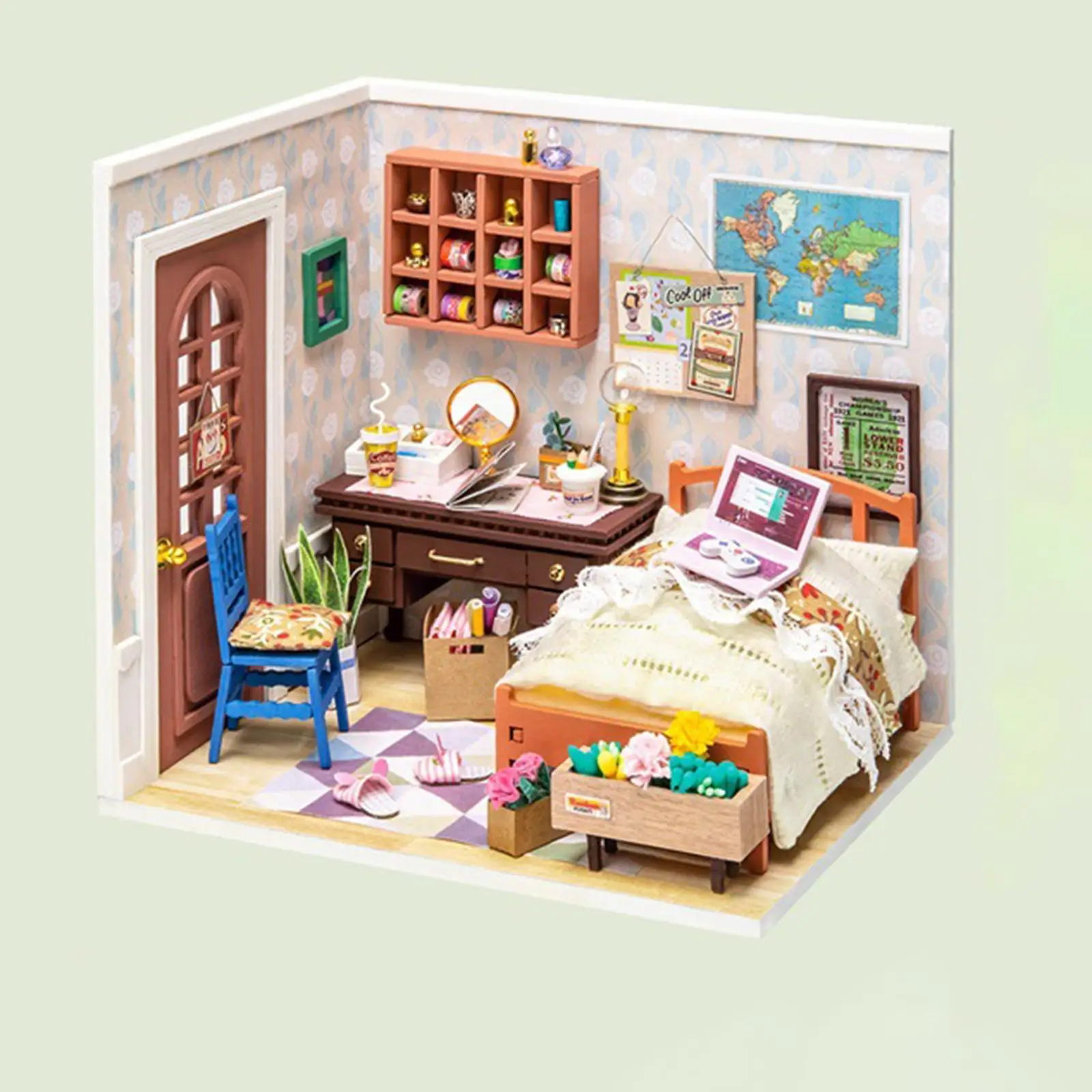 DIY Handcraft Creative Miniature Doll House with Furniture Plants Kit LED  Building Kit for 