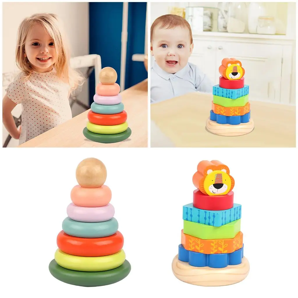 Wooden Stacking Rings  Building Learning Educational Developmental 