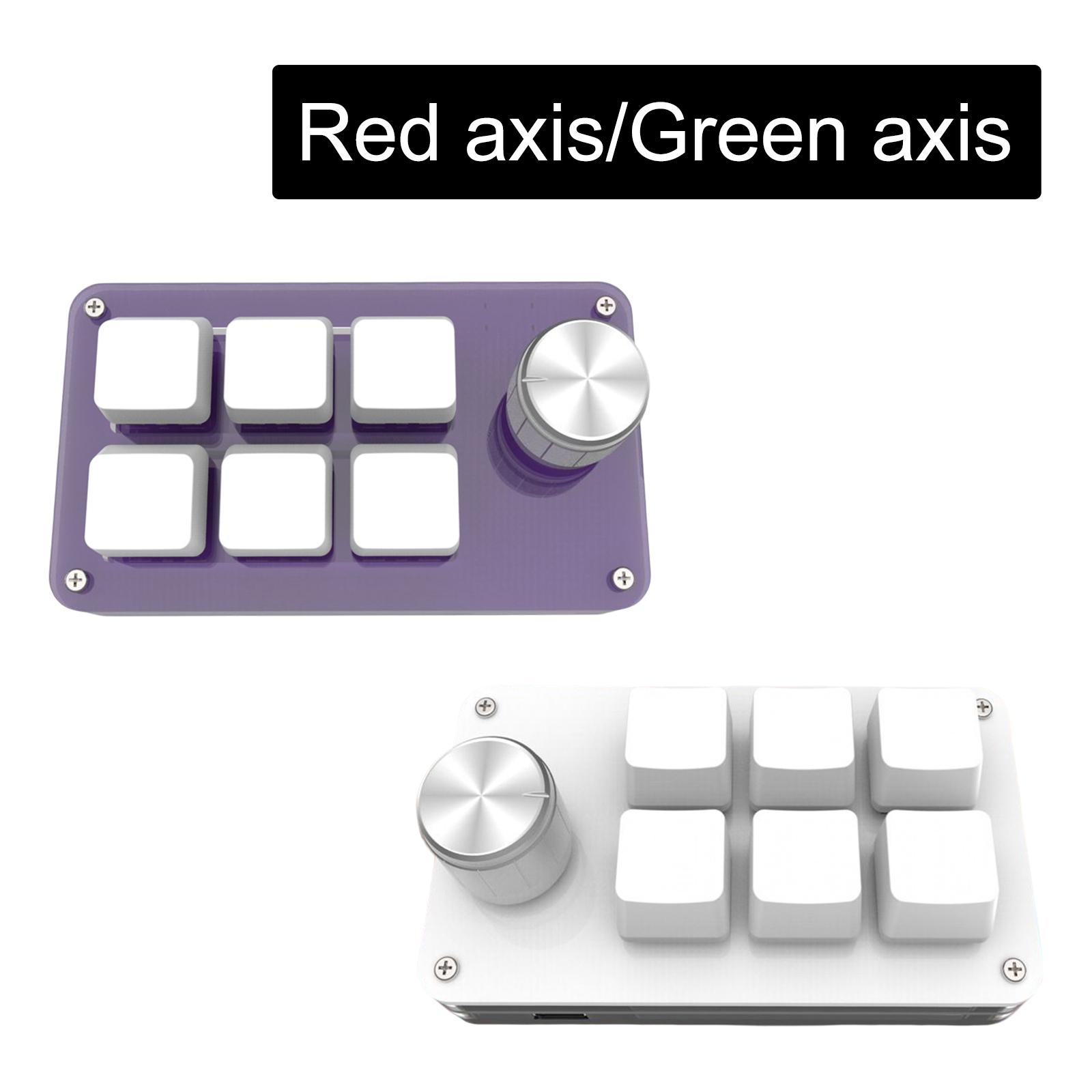 Hot Swap Mini Keyboard 6 Keys Durable Six Key Compact DIY Shortcut Key with Knob USB Type C Keypad Keyboard for Computer Laptops