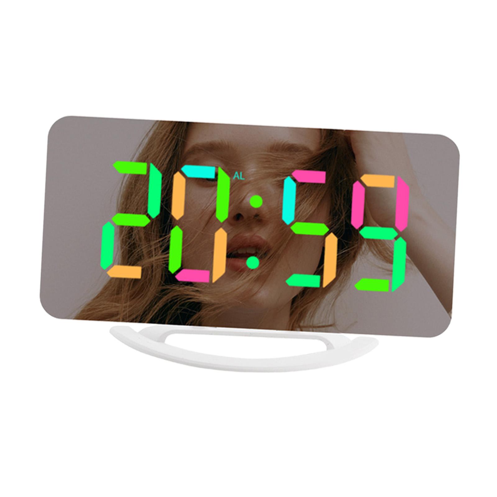 Digital Clock LED Alarm Clock USB Charger Dimmer 7 Colors Modern 12H 24H Large