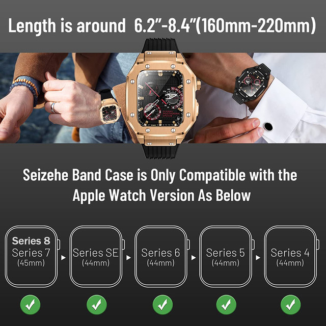 Mod Kit Case Set for Apple Watch 9 8 7 6 5 44 45mm Luxury Rubber Stainless  Steel Cover for iWatch Series Alloy Watch Accessories