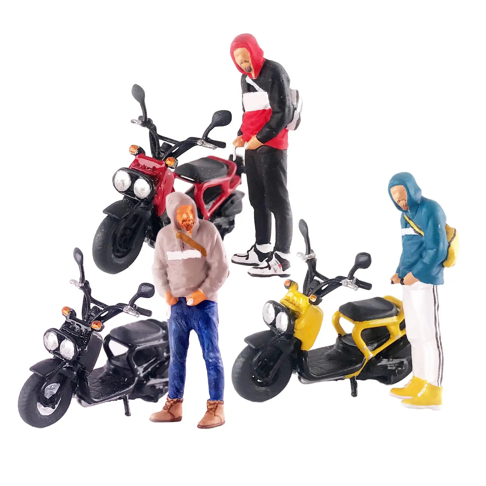 1:64 Figure Driving Motorcycle Movie Character Scene, Model Train Diorama Scenery DIY Projects Accessory, S Gauge