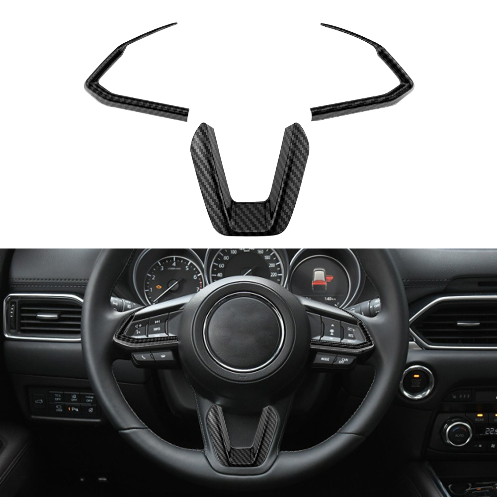 Für Mazda 3 6 CX3 CX-3 CX-5 CX5 CX8 CX 9 Axela ATENZA 2017 2018 2019 3 Stücke Auto Lenkrad trim Pailletten Abdeckung Aufkleber – Detail 3